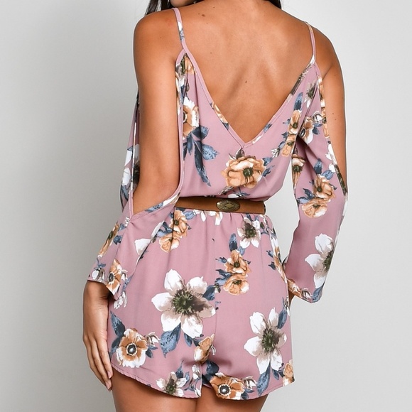 NWT Floral Cold Shoulder Romper - Picture 2 of 6